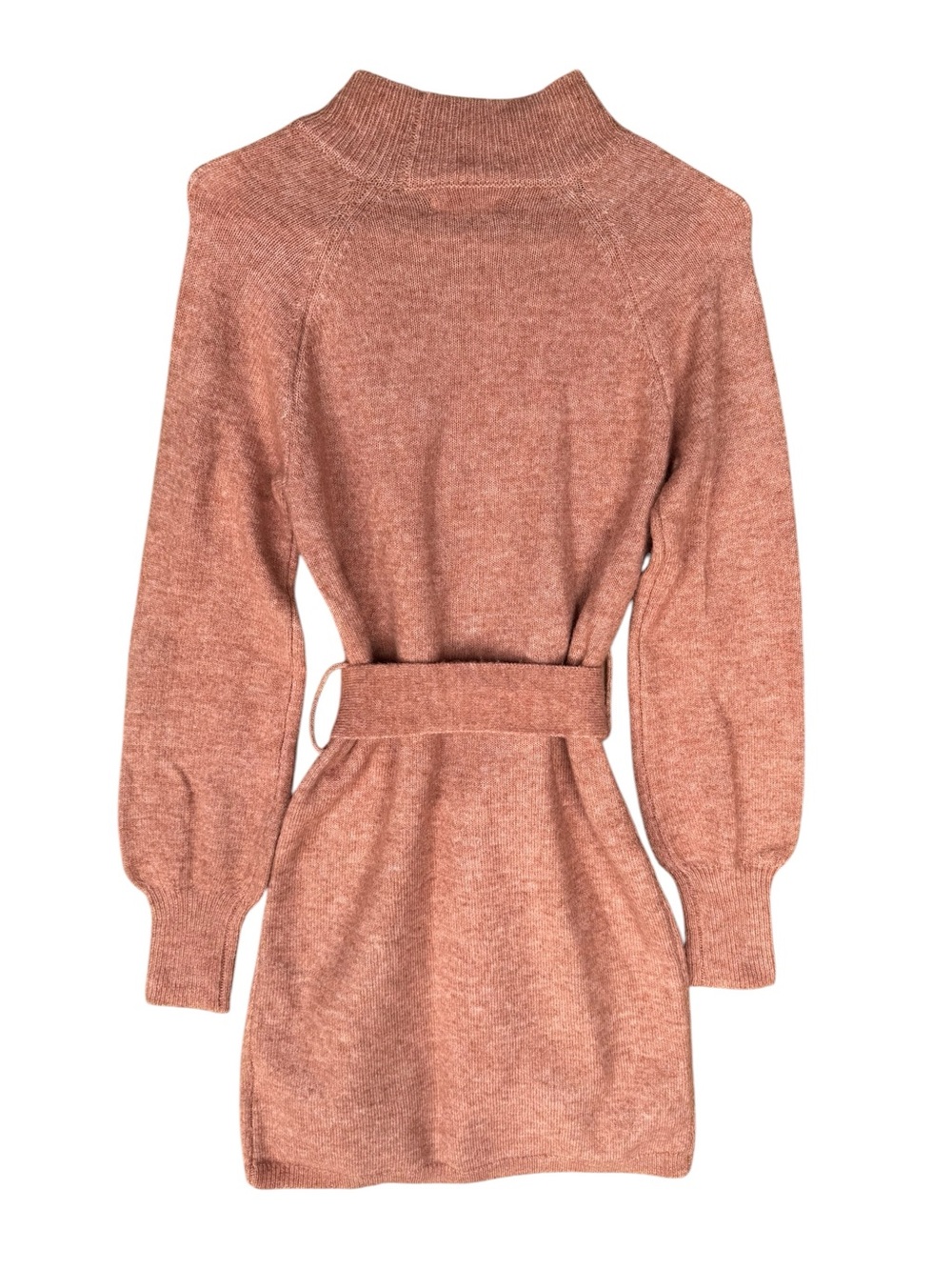LC Lauren Conrad Heather Orange Ribbed Mock Neck Belted Sweater Harvest Dress - Picture 2 of 5